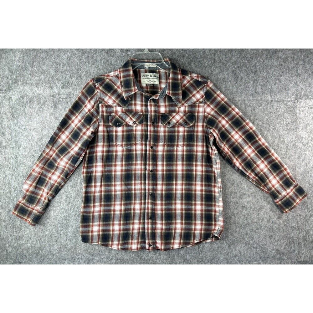 Cody James Shirt Youth Boys Size XL Regular Fit Plaid Flannel Snap Button